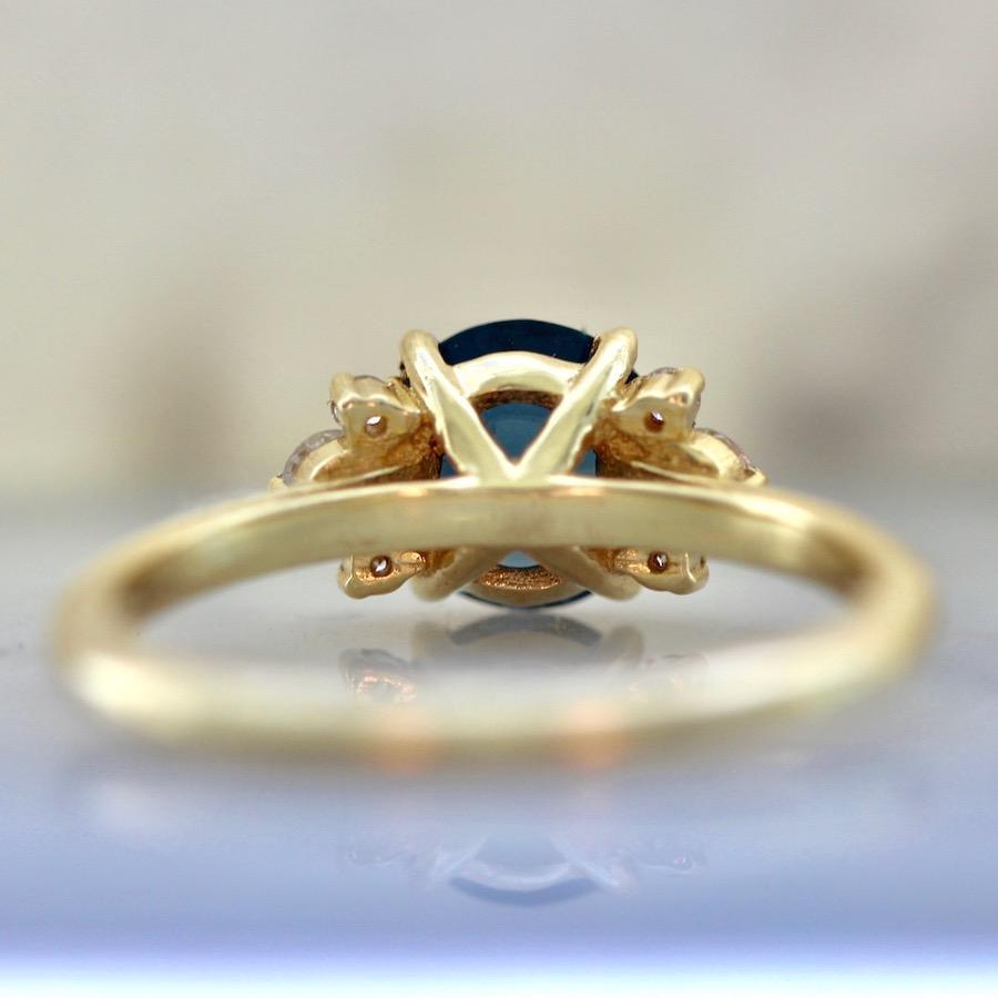 Gem Breakfast Bespoke Ring Electric Magic Teal Spinel & Diamond Ring