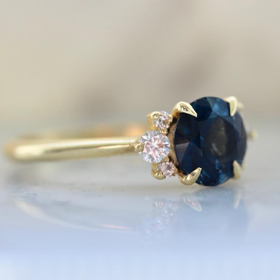 Gem Breakfast Bespoke Ring Electric Magic Teal Spinel & Diamond Ring