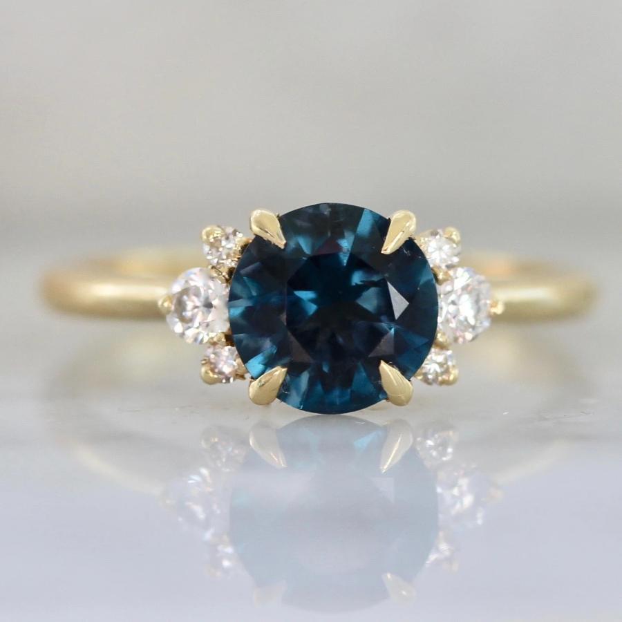 Gem Breakfast Bespoke Ring Electric Magic Teal Spinel & Diamond Ring