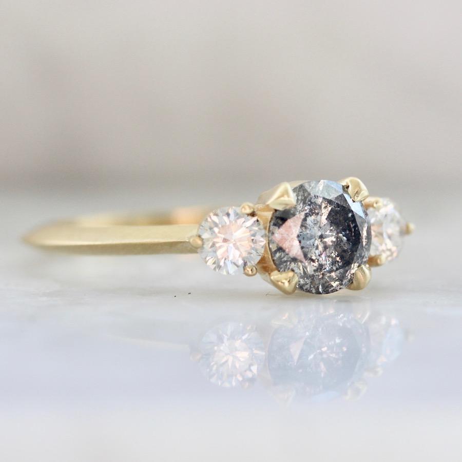 Gem Breakfast Bespoke Ring Fool In Love Three Stone Salt & Pepper Diamond Ring