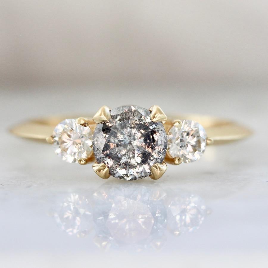 Gem Breakfast Bespoke Ring Fool In Love Three Stone Salt & Pepper Diamond Ring