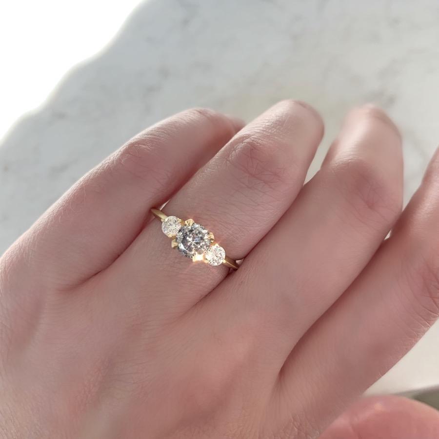 Gem Breakfast Bespoke Ring Fool In Love Three Stone Salt & Pepper Diamond Ring