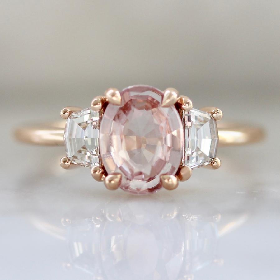 Gem Breakfast Bespoke Ring Lex Peach Sapphire & Diamond Ring in Rose Gold