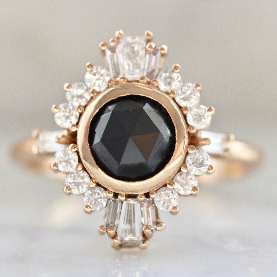 Gem Breakfast Bespoke Ring Starlight Black Rose Cut Diamond Ballerina Ring