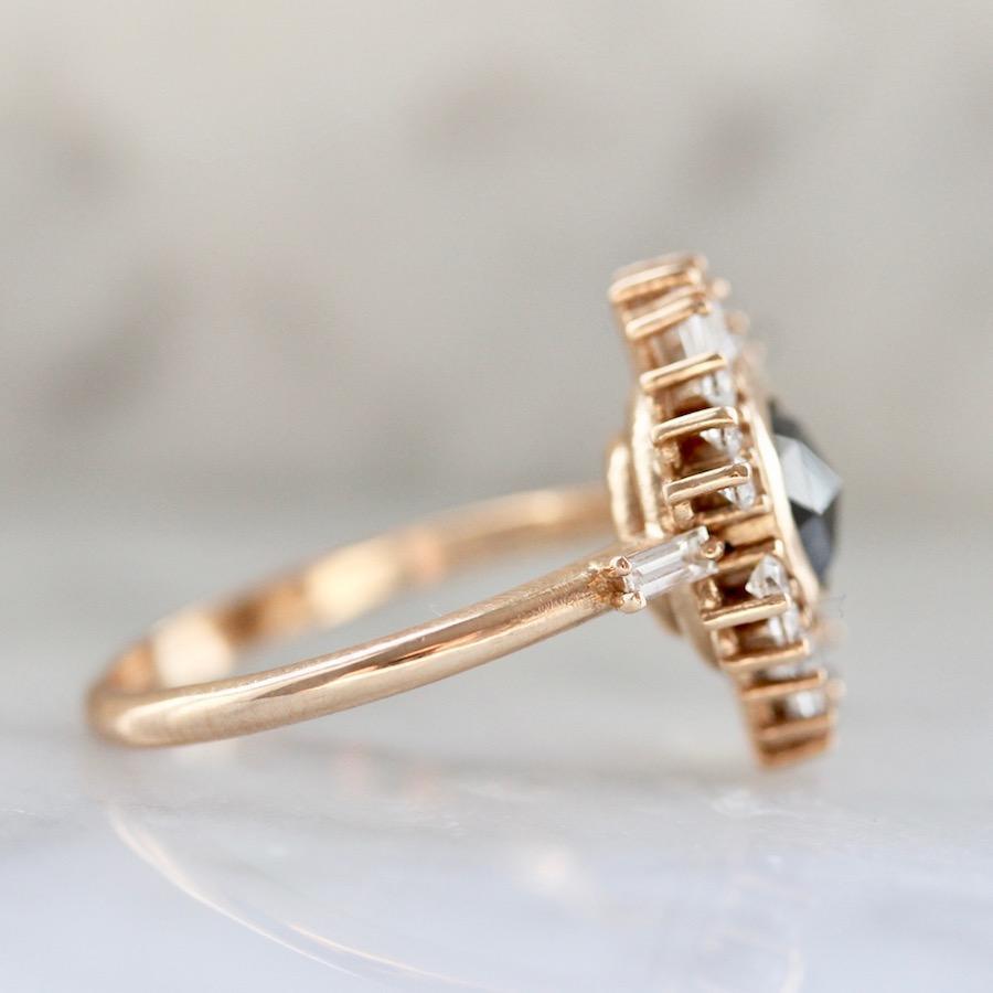 Gem Breakfast Bespoke Ring Starlight Black Rose Cut Diamond Ballerina Ring