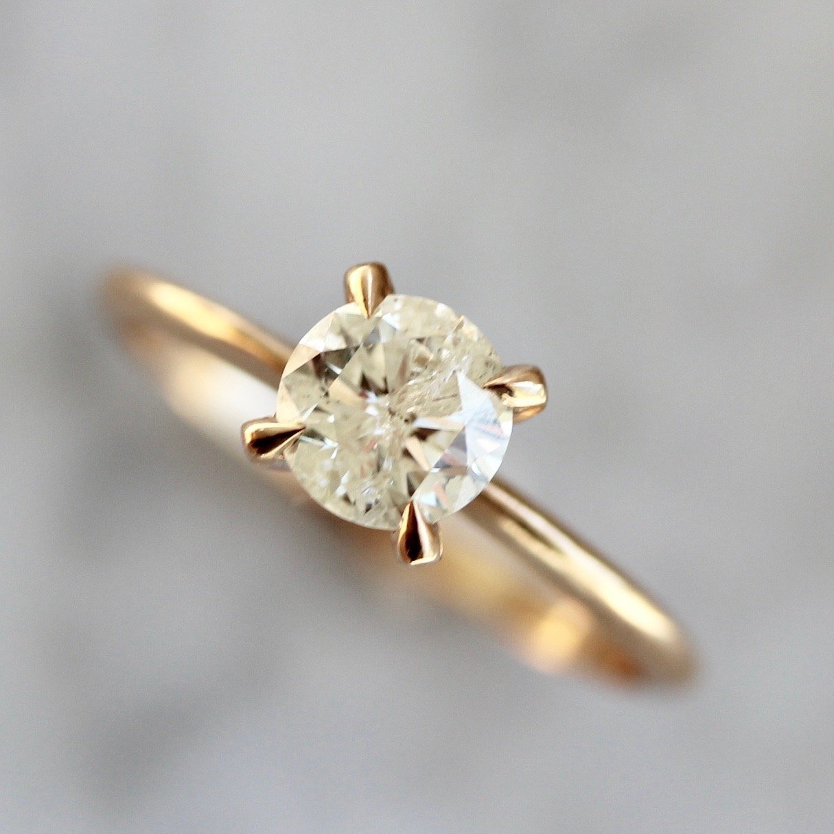 Gem Breakfast Bespoke Ring Stella Ice Diamond In Peach Gold