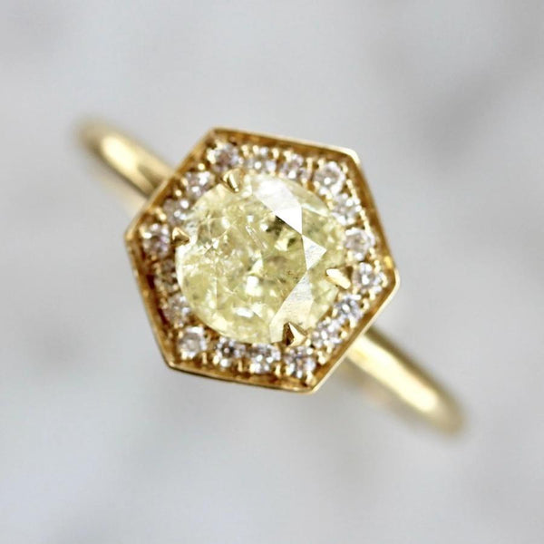 Gem Breakfast Bespoke Ring Yoko Yellow Diamond Hexagon Ring