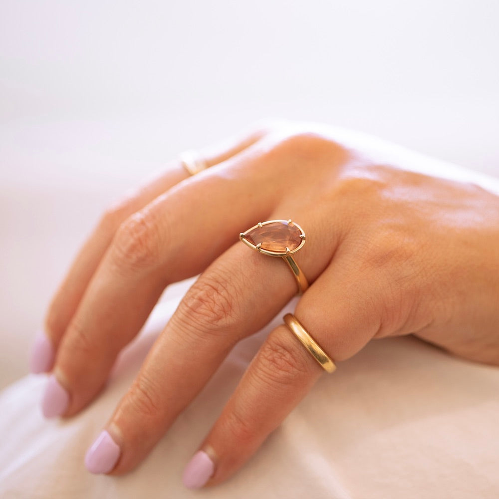 Florencia Orange Pear Cut Moyo Sapphire Ring