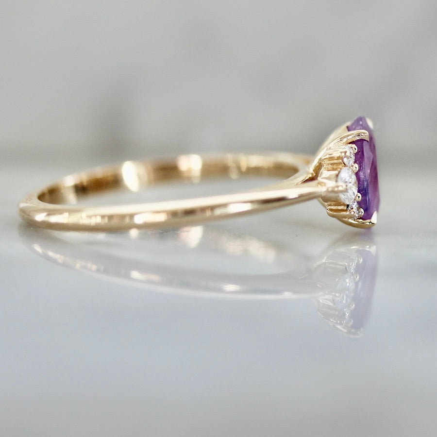 1.22 Carat Mirella Purple Oval Cut Opalescent Sapphire Ring