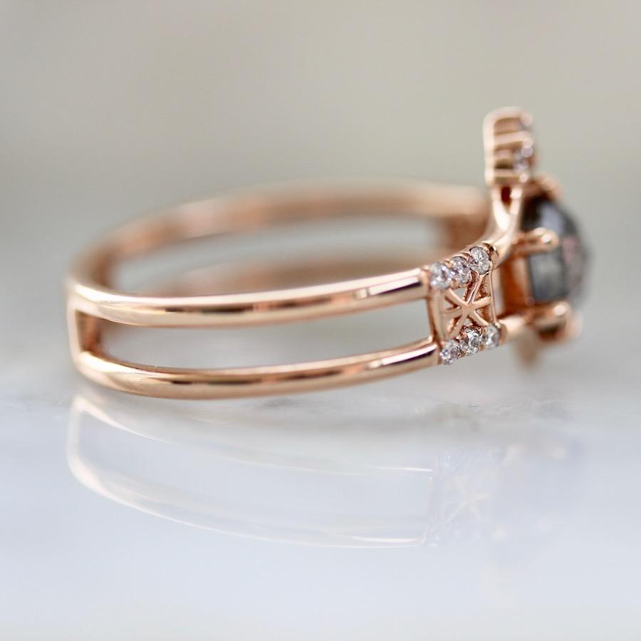 Hidden Space Jewelry Ring Made For Your Hexagon Cut Diamond Ring in Rose Gold