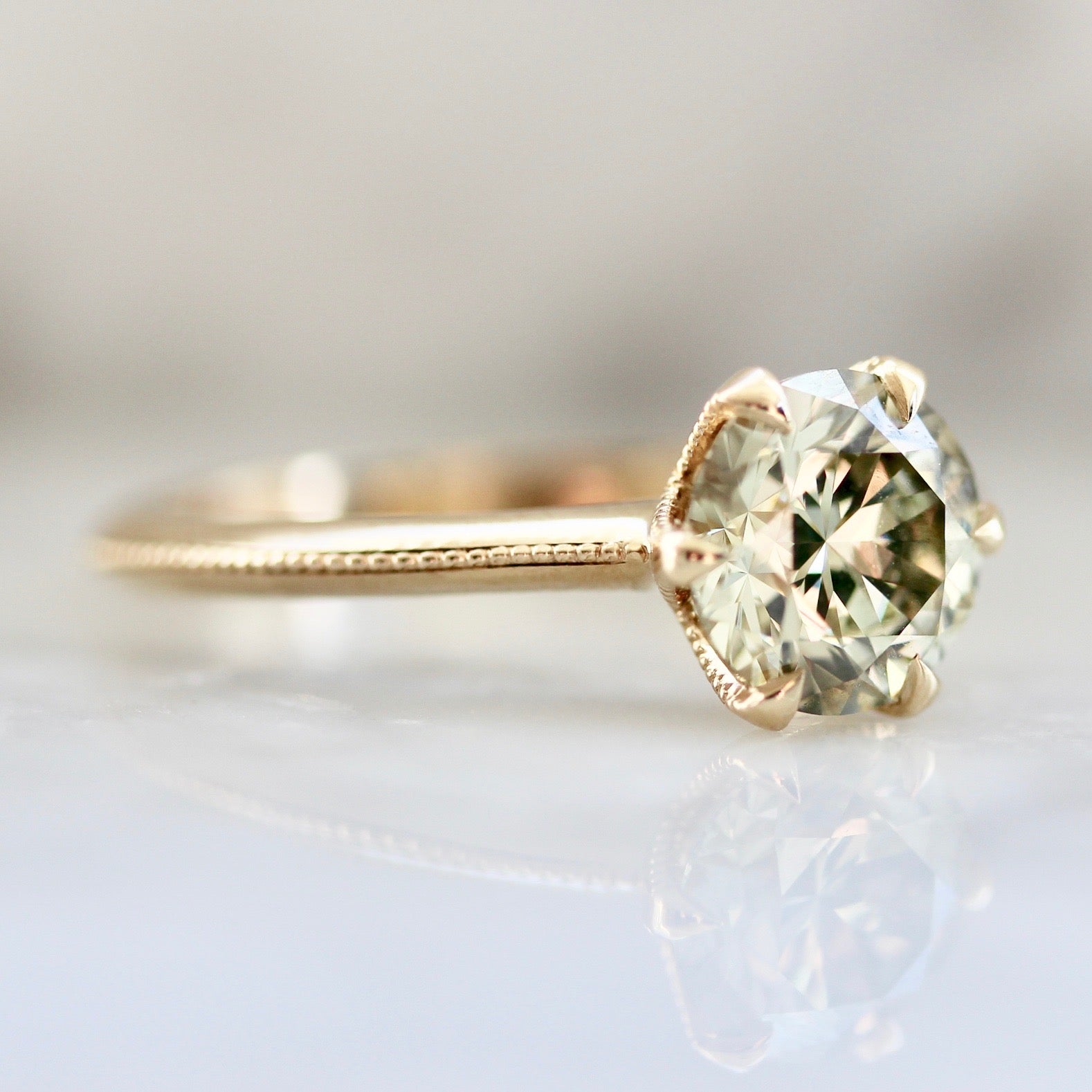 Kissing Sunlight Round Cut Diamond Ring