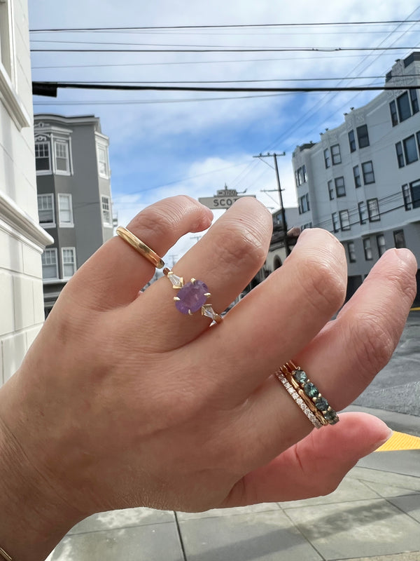 Sakura Lilac Oval Cut Opalescent Sapphire Ring