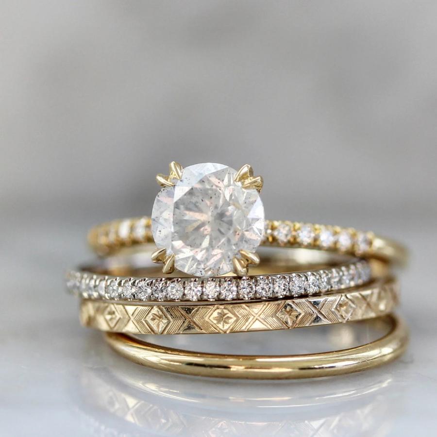 Nesa Icey Diamond Stella With Pave Shoulders In Yellow Gold