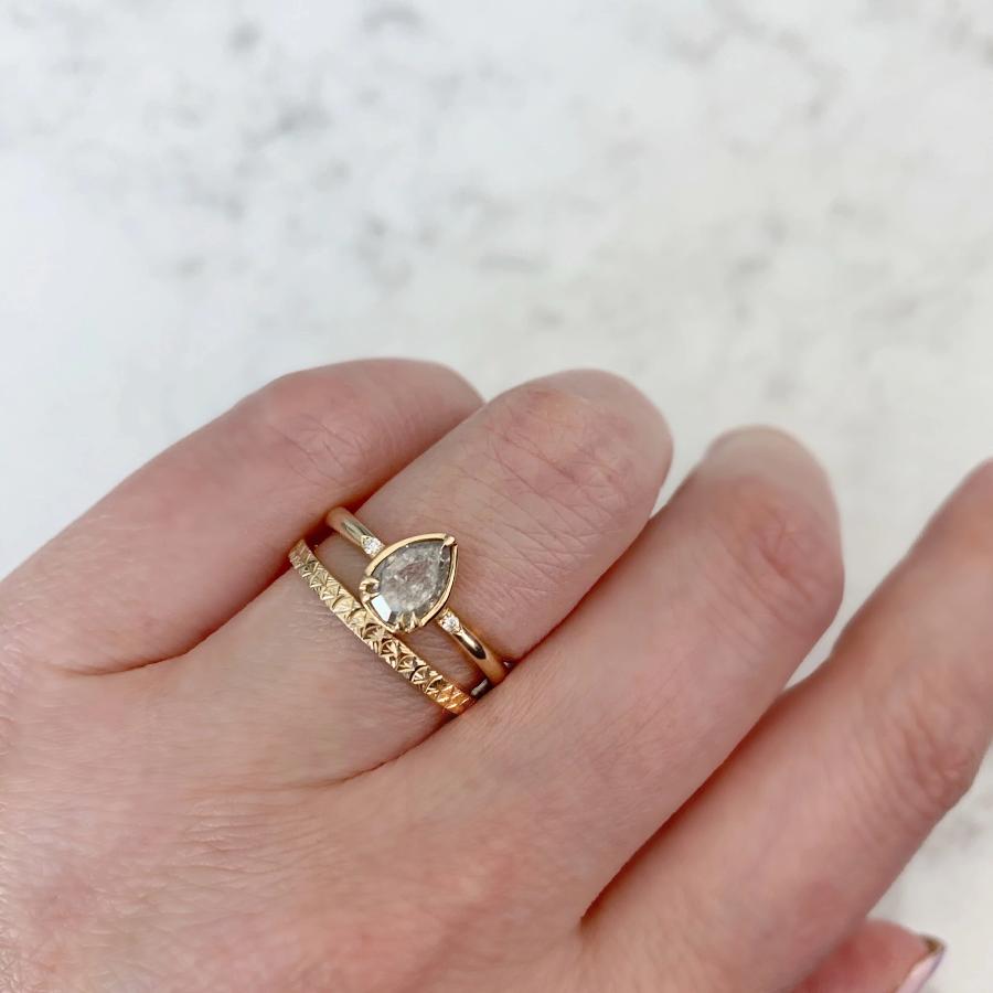 Avery Icey Pear Rose Cut Champagne Diamond Ring