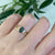 Pavlova Dark Teal Emerald Cut Sapphire & Diamond Ring