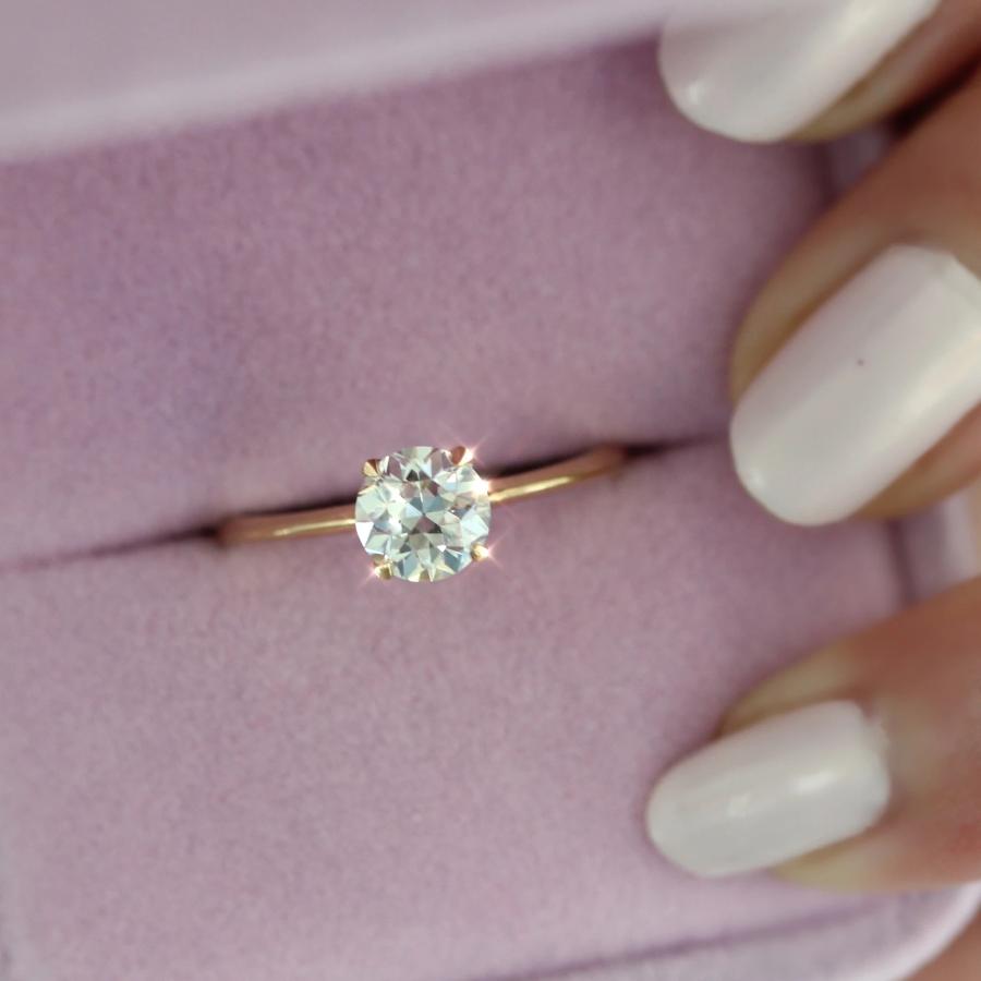 Bella Old European Cut Diamond Ring in Peach Gold