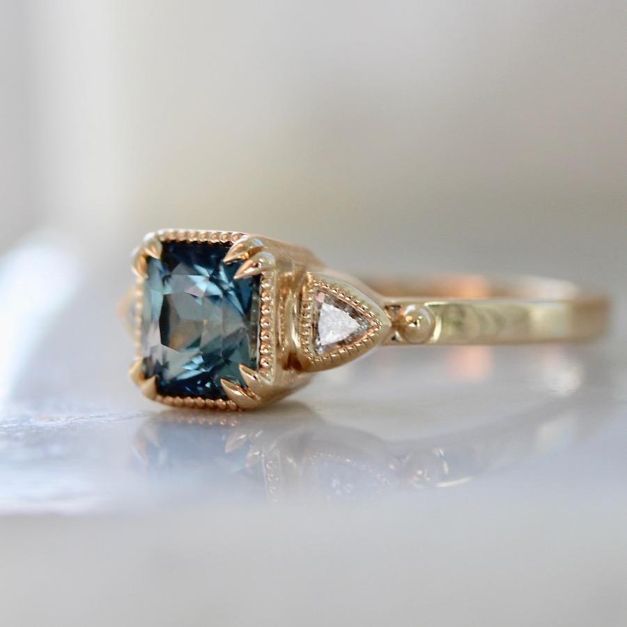 
            Jilian Maddin Ring Bicoastal Teal Blue Sapphire &amp; Diamond Ring
