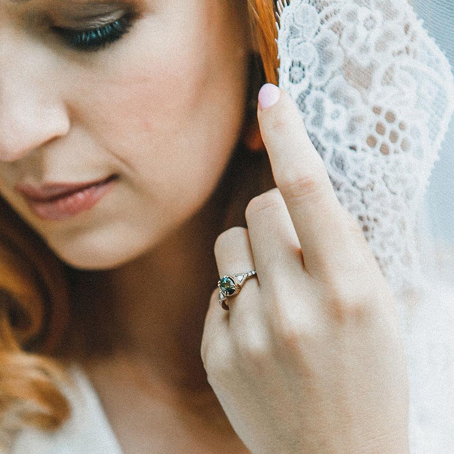 Jilian Maddin Ring Sea Shadow Parti-Sapphire and Diamond Ring