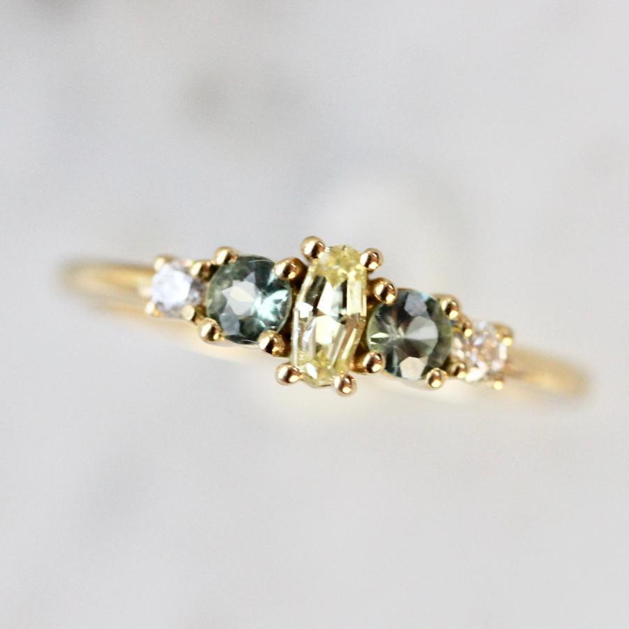 Larisa Lavins Ring Juniper Yellow Diamond and Sapphire Ring