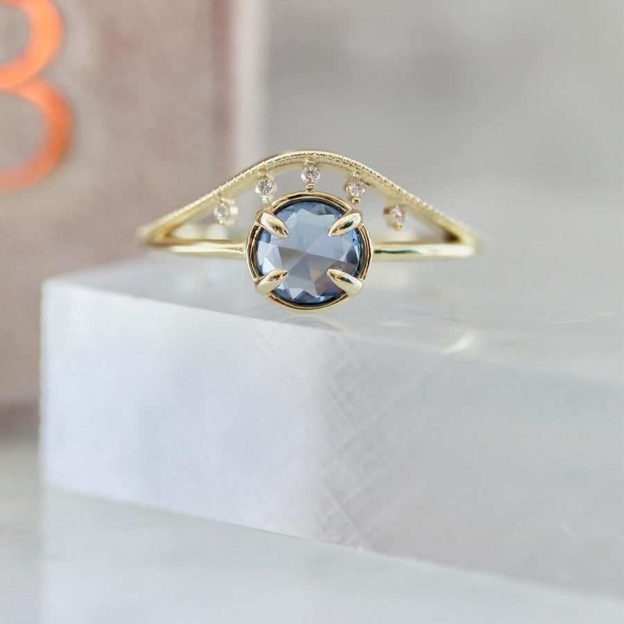 
            Lyra Blue Rose Cut Sapphire &amp; Diamond Ring