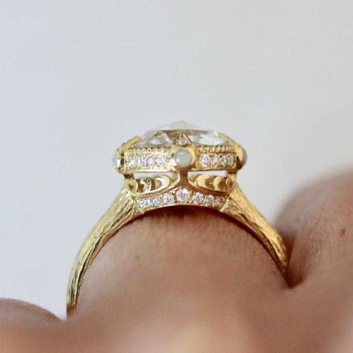 Maggi Simpkins Ring Anya White Rose Cut Ring