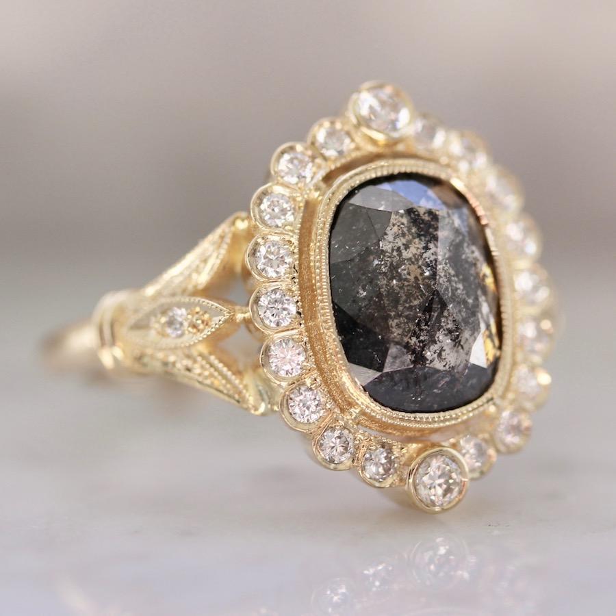 Mason Grace Current Ring Size - 7 Valentina Salt & Pepper Cushion Cut Diamond Ring