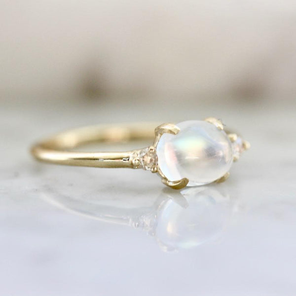 Moonstone Magic & Diamond Ring - Gem Breakfast