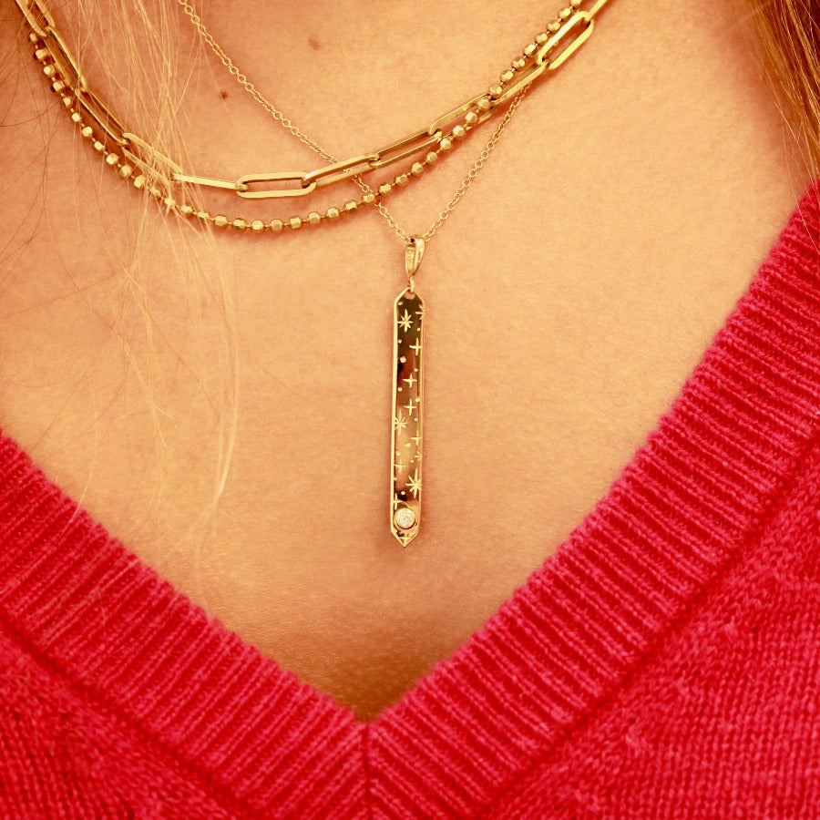 Star engraved Diamond Necklace