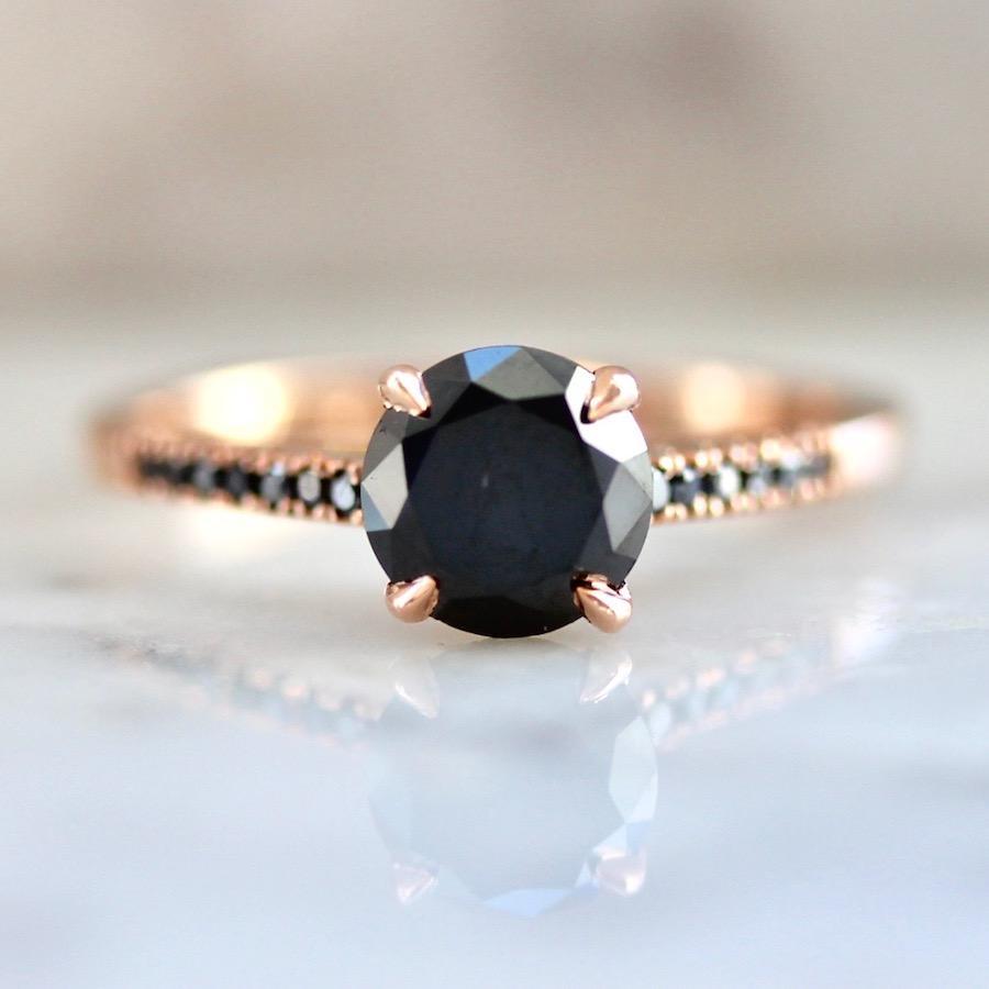 Jaden Round Cut Black Diamond Ring - Gem Breakfast