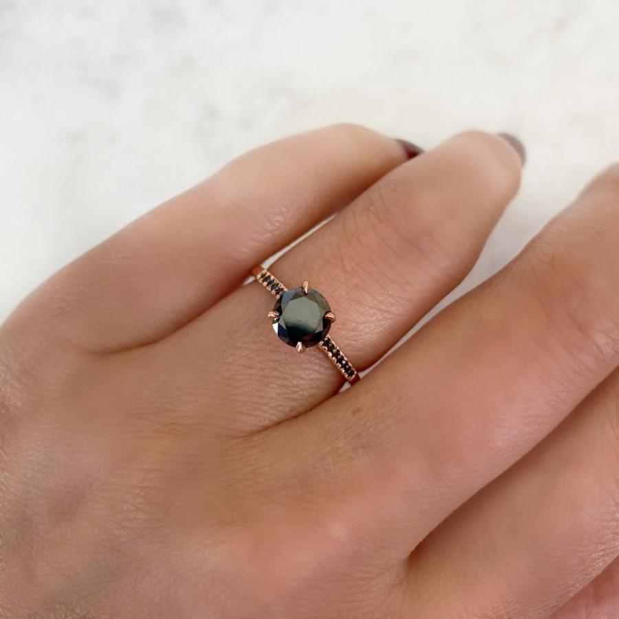 Nick Engel Ring Jaden Round Cut Black Diamond Ring