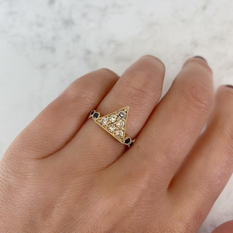 Nick Engel Ring On My Side Champagne Diamond Pyramid Ring