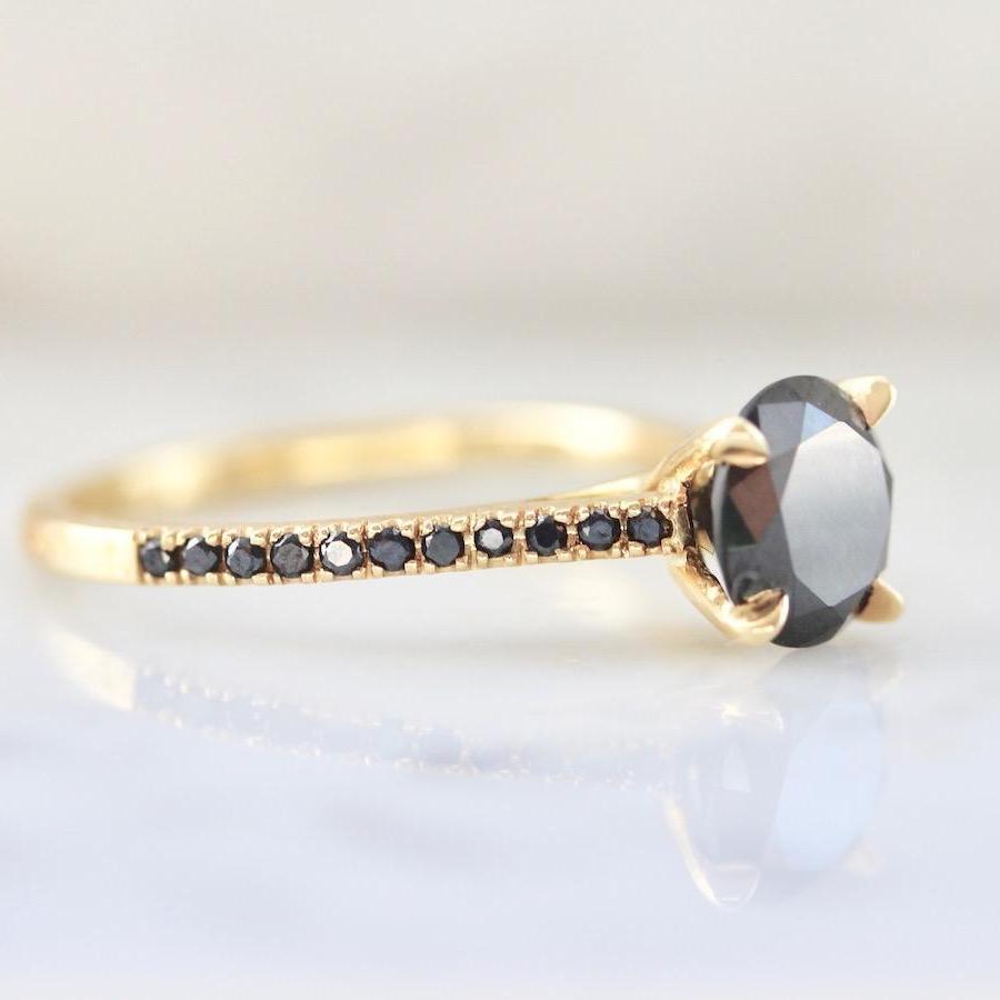 Nick Engel Ring Walden Round Cut Black Diamond Ring