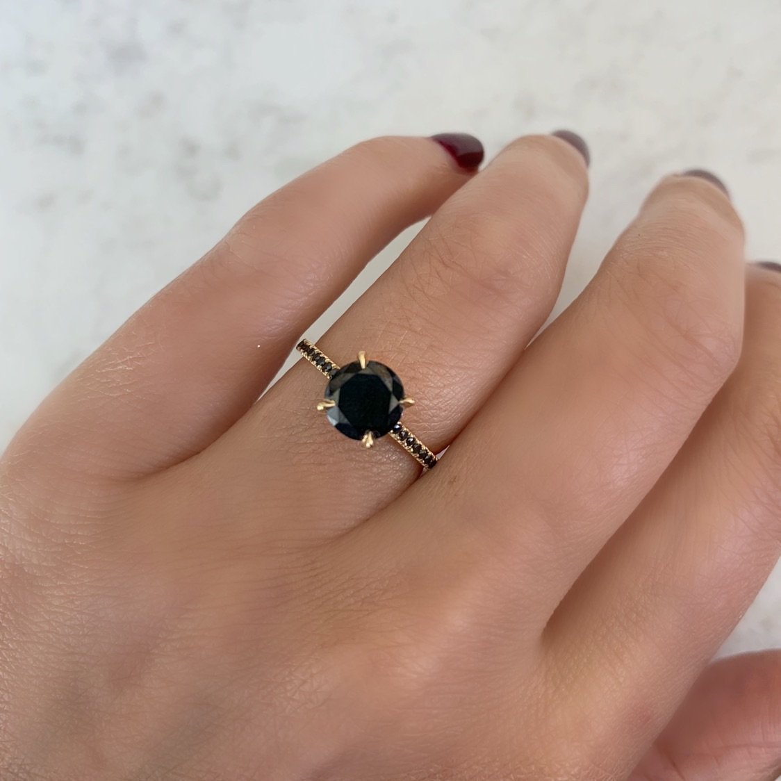 Nick Engel Ring Walden Round Cut Black Diamond Ring