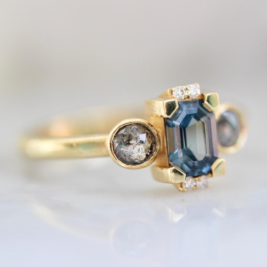 OctaHedron Ring Estella Spinel and Diamond Ring