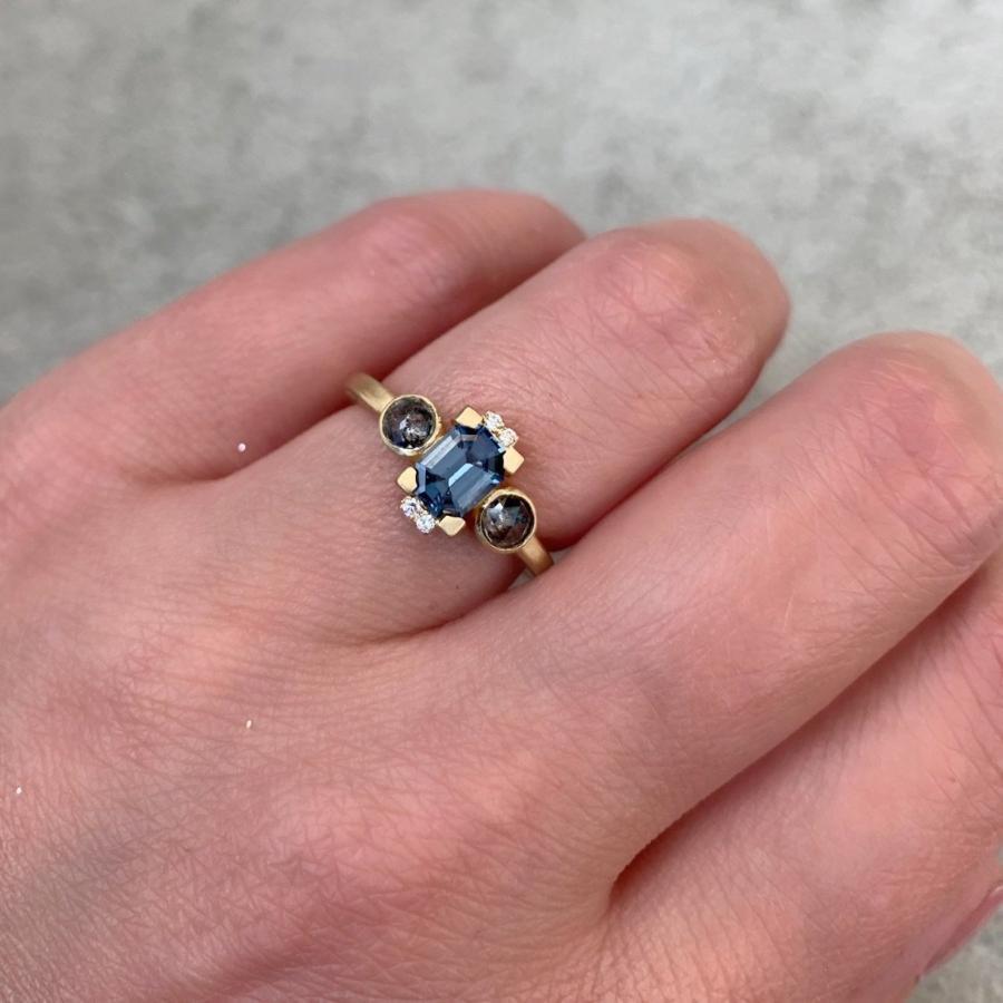 OctaHedron Ring Estella Spinel and Diamond Ring