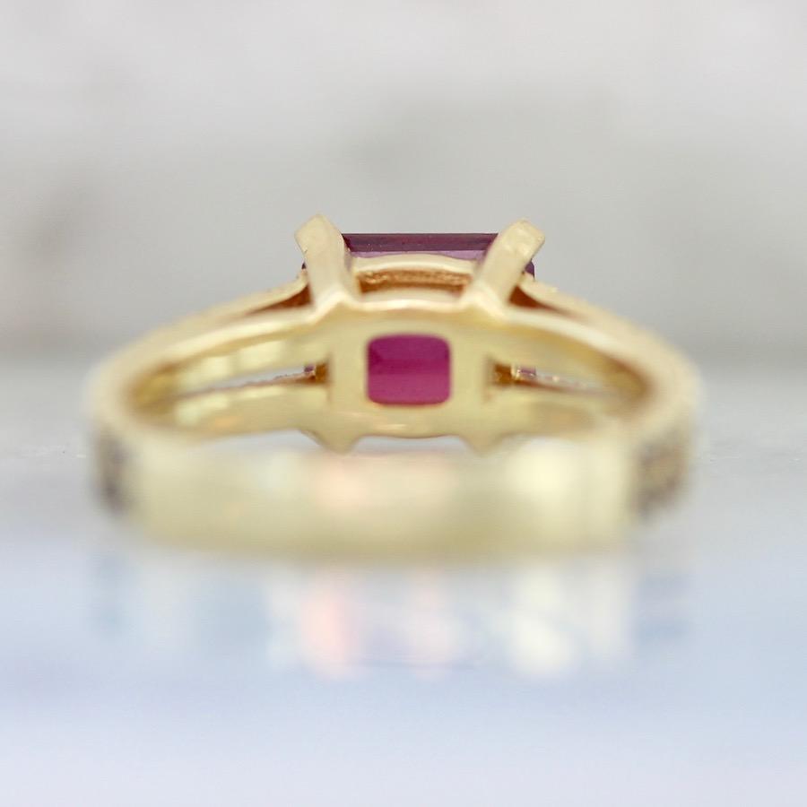 OctaHedron Ring Isla Emerald Cut Garnet and Diamond Medley Ring