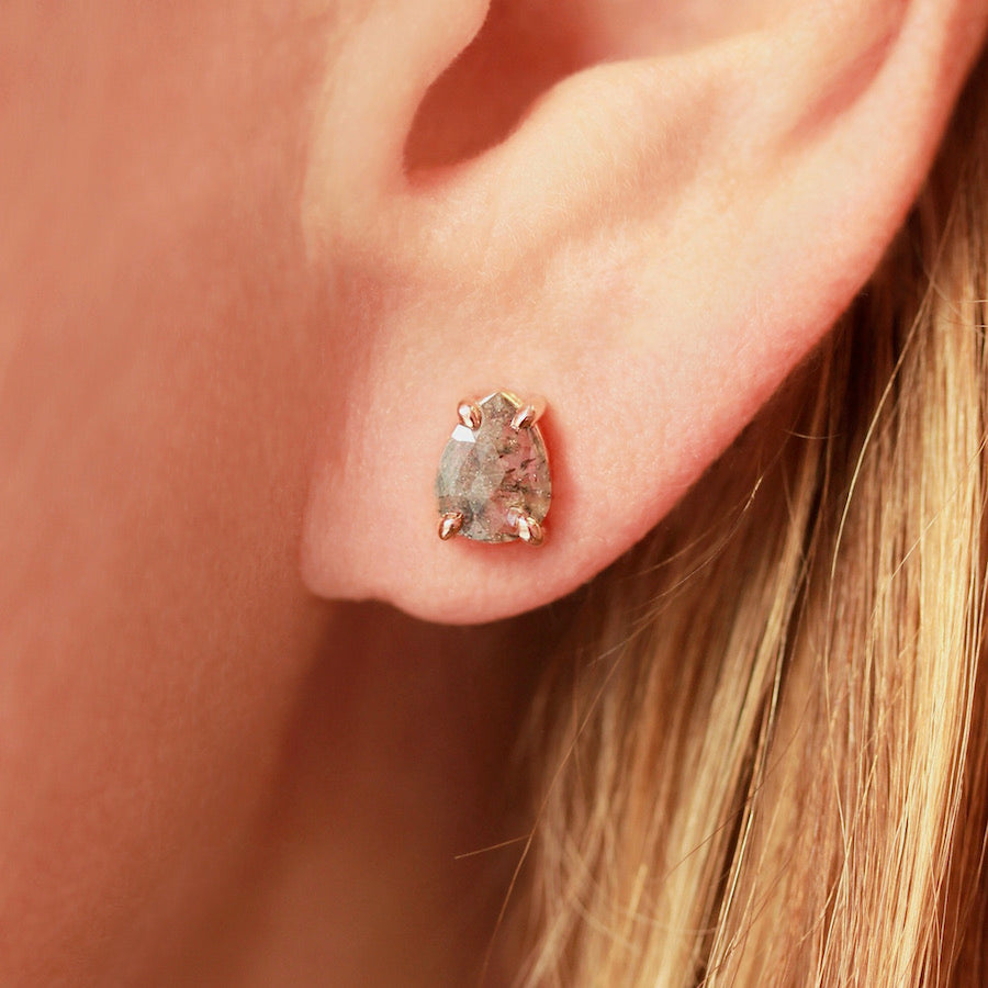
            End Goal Salt &amp; Pepper Pear Rose Cut Diamond Earrings