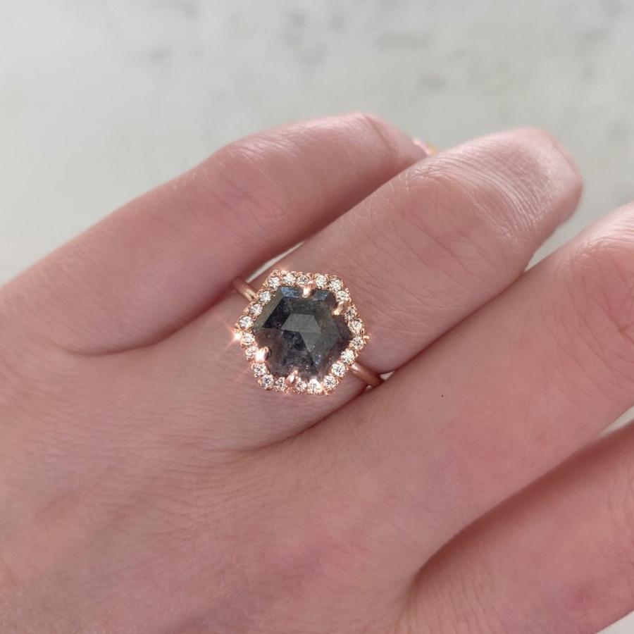 Point No Point Ring Current Ring Size 7.25 Miri Hexagon Rose Cut Diamond Ring