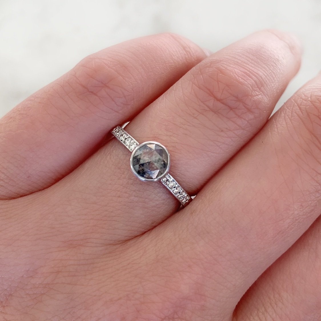 Point No Point Ring Jessa Round Cut Black Diamond Ring