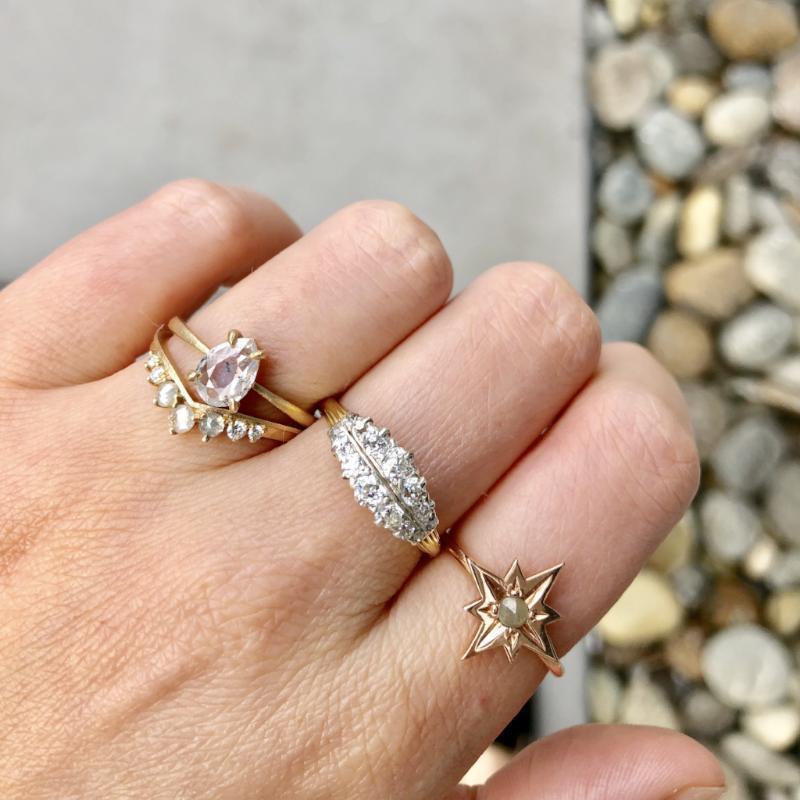 Point No Point Ring Kacy Rose Cut Diamond Ring Set