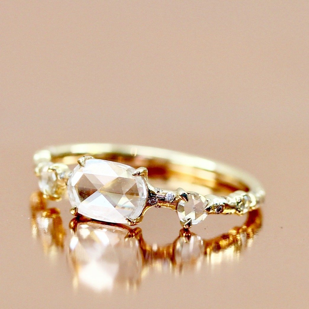 Rosey West Ring Oval Cut Diamond Dew Drop Ring