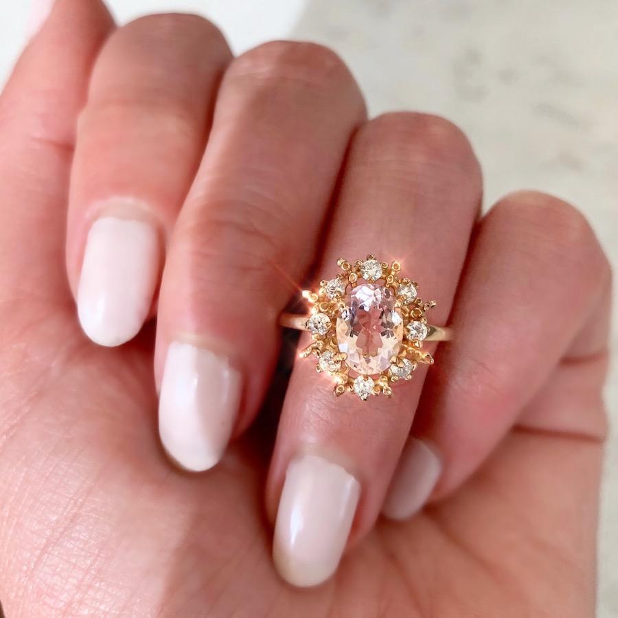 Ruta Reifen Ring Current Ring Size 6.5 Happy Heart Diamond & Morganite Ring