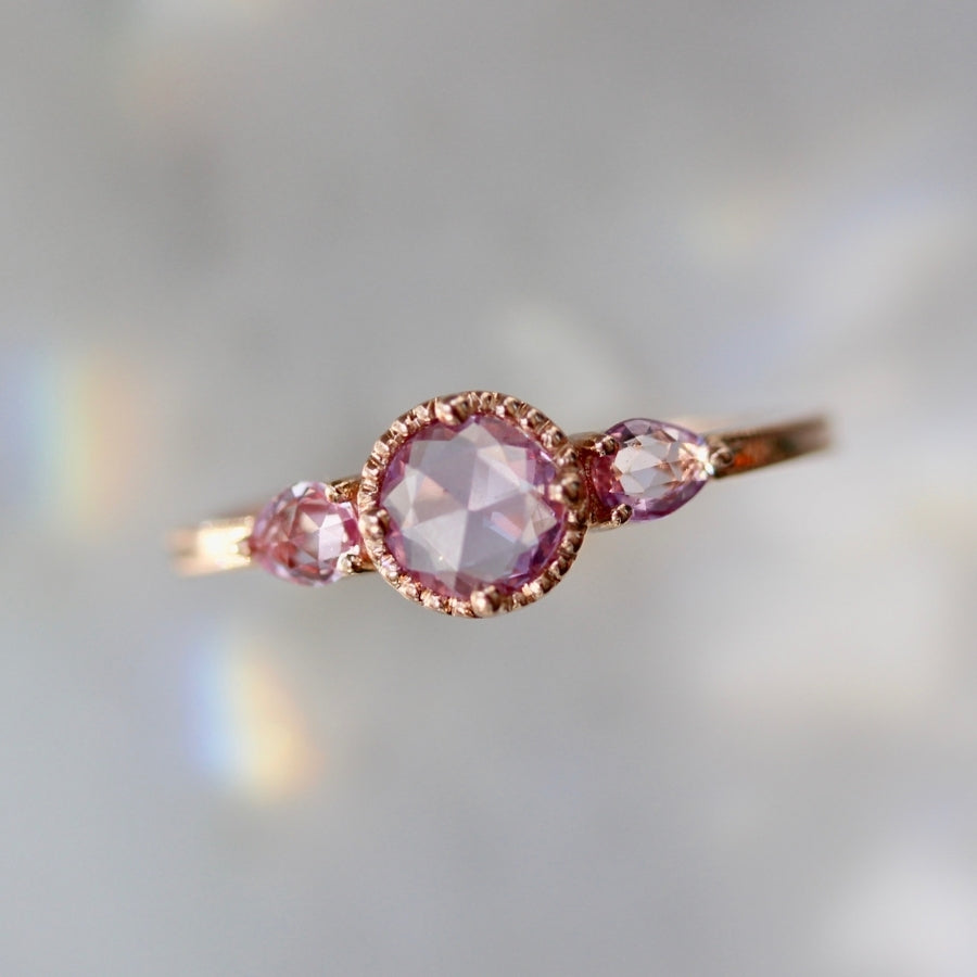 Sugar Rush Pink Round Rose Cut Sapphire Ring