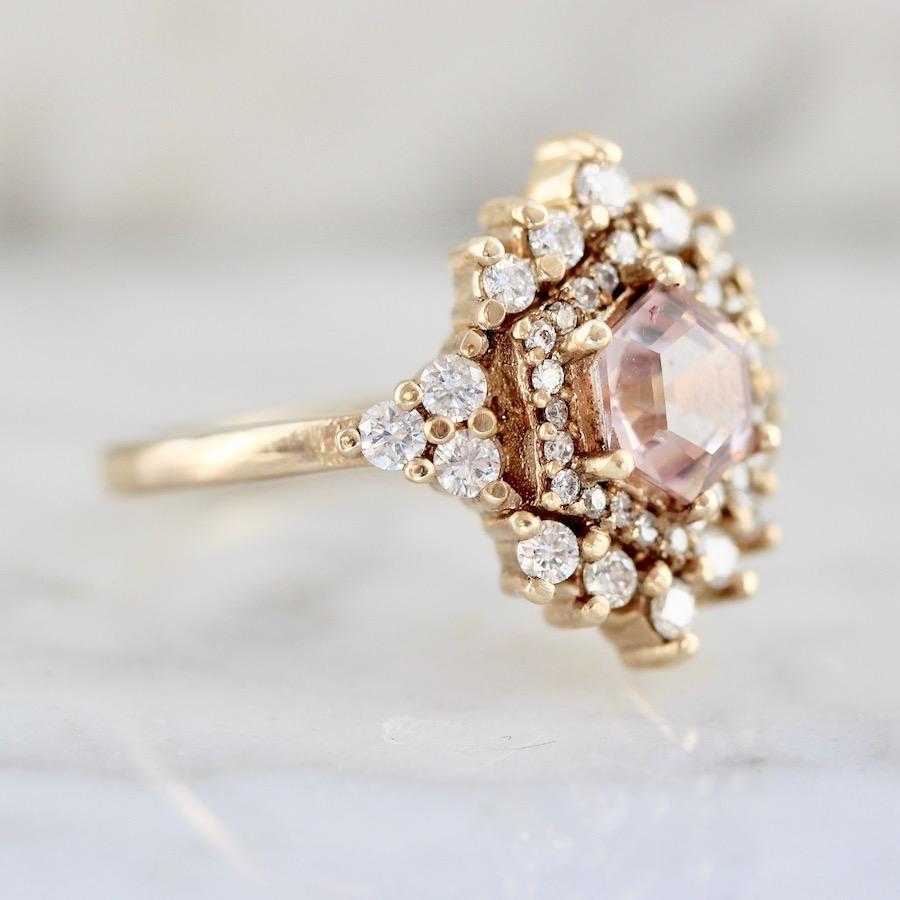 Tippy Taste Ring Rose Morganite & Diamond Ring