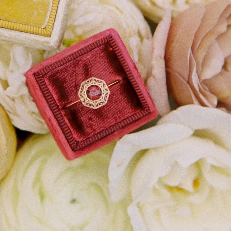 Ladybug Garnet & Gold Ring