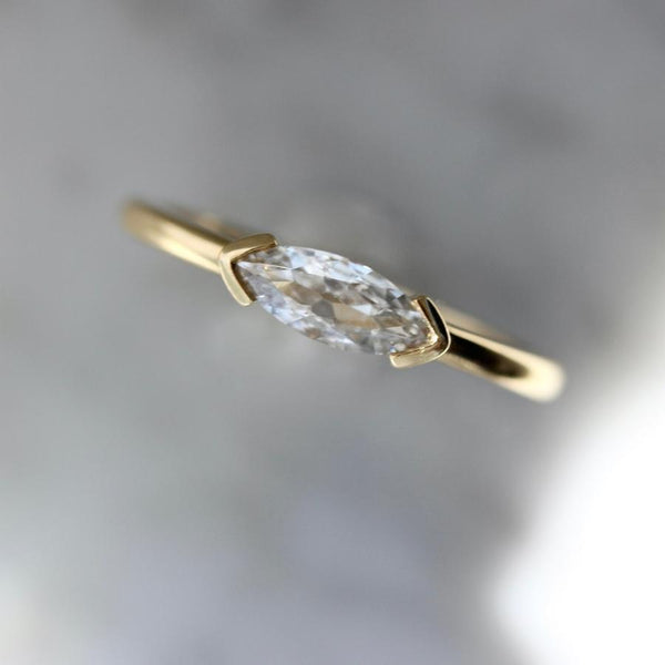 White moval diamond ring