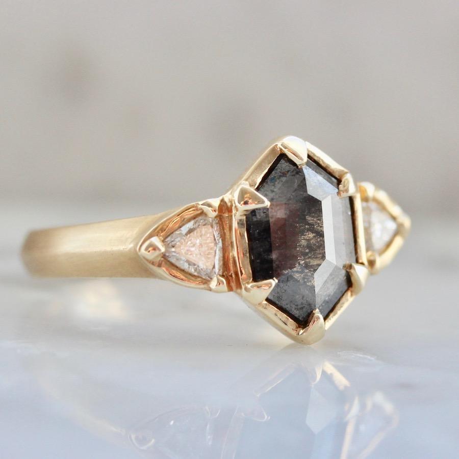Yuliya Chorna Ring Black Hexagon Diamond Ring