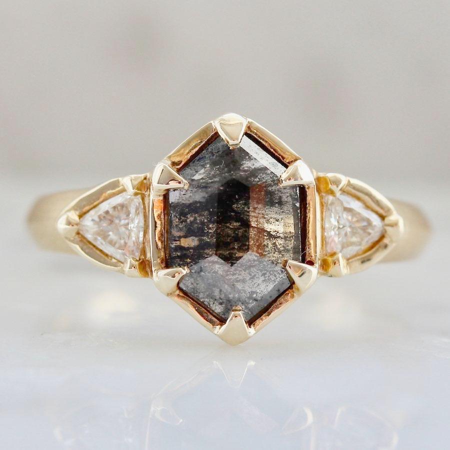 Yuliya Chorna Ring Black Hexagon Diamond Ring